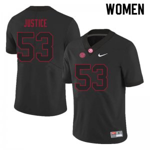 NCAA Women's Alabama Crimson Tide #53 Kevin Justice Stitched College 2021 Nike Authentic Black Football Jersey VS17O14XO